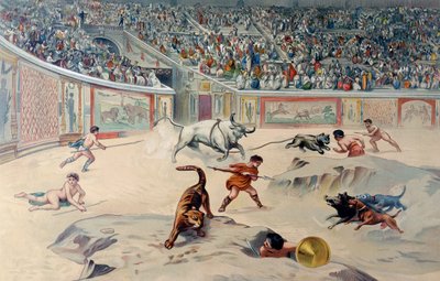 Gladiators Fighting Animals in the Circus at Pompeii by Antonio Niccolini